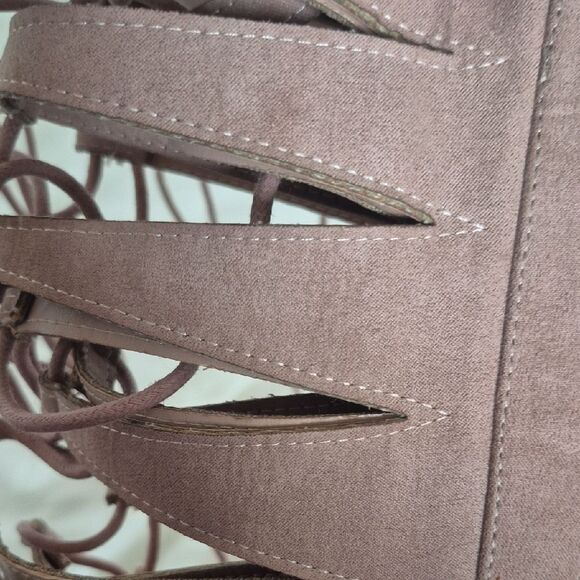 Fashion Nova Tan Over the Knee Lace-Up Boots - Picture 13 of 16